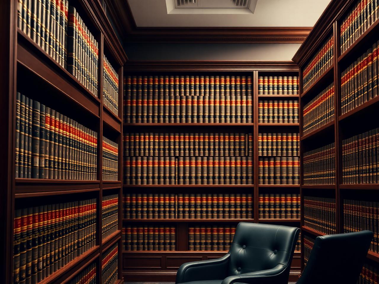 Library of law books in an attorney's office